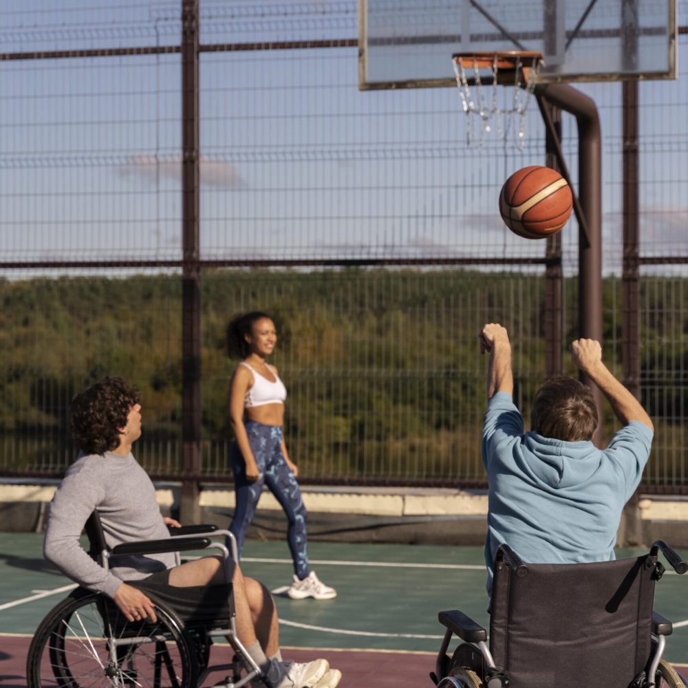 full-shot-friends-playing-baskeball-outdoors